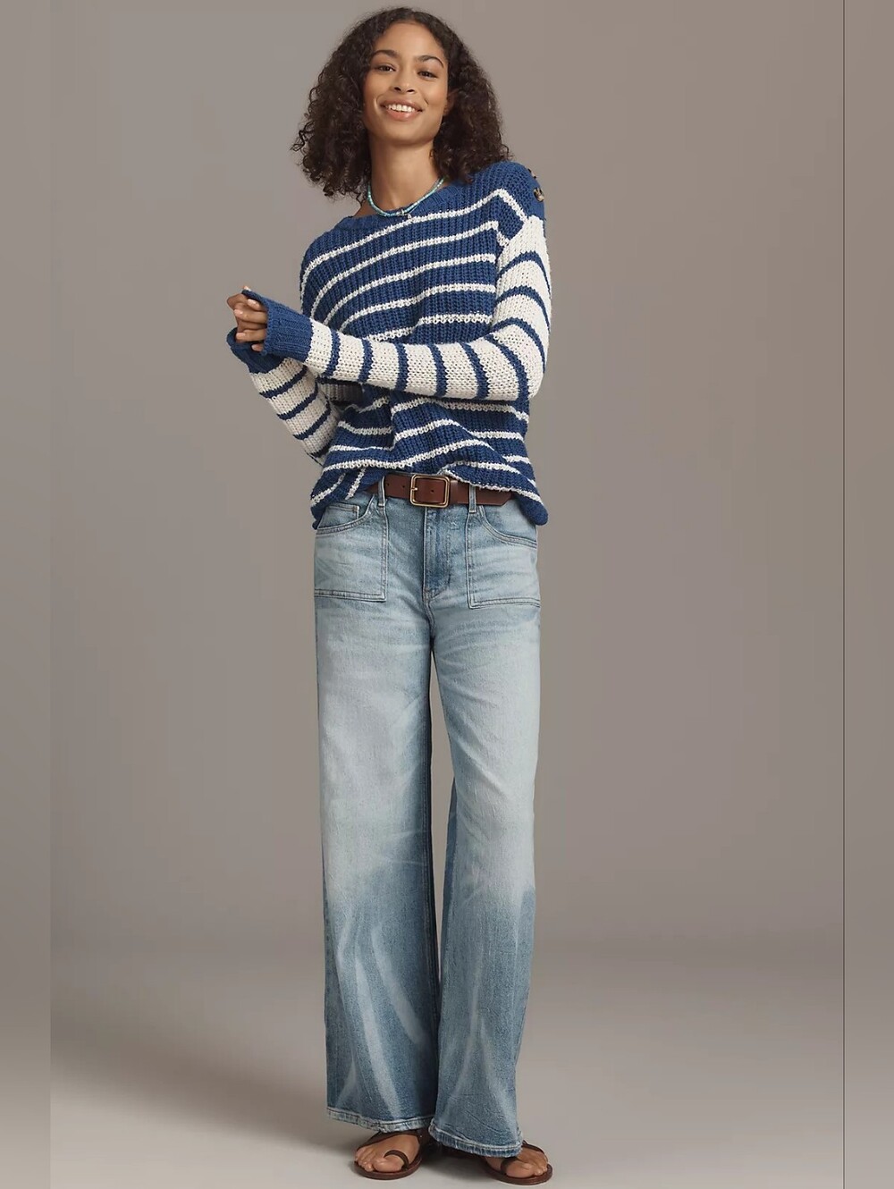 Anthropologie Pilcro Heritage High-Rise Distressed Wide-Leg Jeans